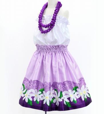 Hula Kids Shantung Pa'u Skirt with Tiare & Kahiko Print / Luxury Collection / Jp100pu