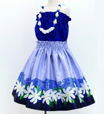Hula Kids Shantung Pa'u Skirt with Tiare & Kahiko Print / Luxury Collection / Jp100punv