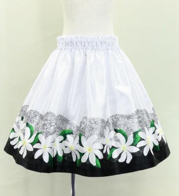 Hula Kids Shantung Pa'u Skirt with Tiare & Kahiko Print / Luxury Collection / Jp100whbk