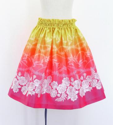 Hula Kids Shantung Pa'u Skirt with Lokelani Print / Luxury Collection / Jp102-2