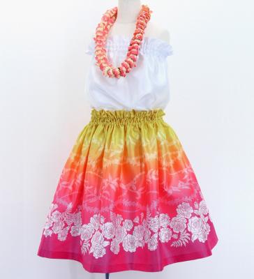Hula Kids Shantung Pa'u Skirt with Lokelani Print / Luxury Collection / Jp102-2