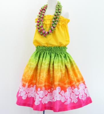 Hula Kids Shantung Pa'u Skirt with Lokelani Print / Luxury Collection / Jp102-4
