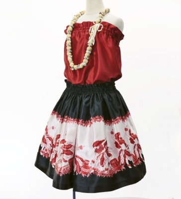 Hula Kids Shantung Pa'u Skirt with Hula Girl Print / Luxury Collection / Jp103bk