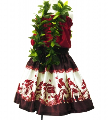 Hula Kids Shantung Pa'u Skirt with Hula Girl Print / Luxury Collection / Jp103br