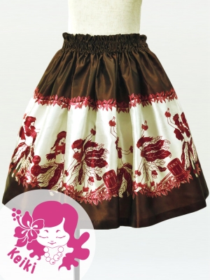 Hula Kids Shantung Pa'u Skirt with Hula Girl Print / Luxury Collection / Jp103br