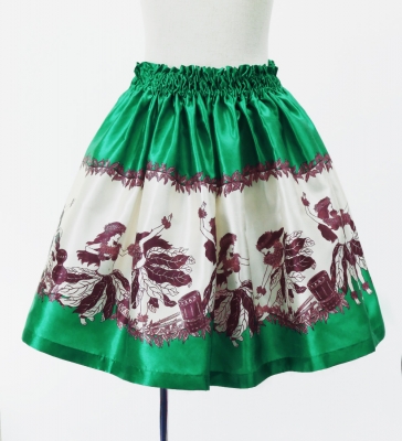 Hula Kids Shantung Pa'u Skirt with Hula Girl Print / Luxury Collection / Jp103gr