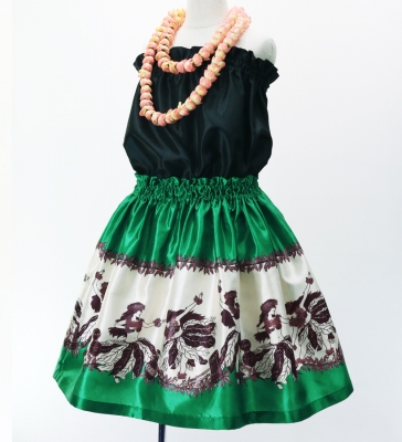 Hula Kids Shantung Pa'u Skirt with Hula Girl Print / Luxury Collection / Jp103gr