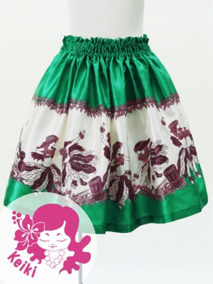 Hula Kids Shantung Pa'u Skirt with Hula Girl Print / Luxury Collection / Jp103gr