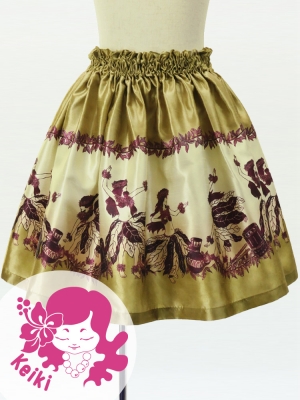 Hula Kids Shantung Pa'u Skirt with Hula Girl Print / Luxury Collection / Jp103be