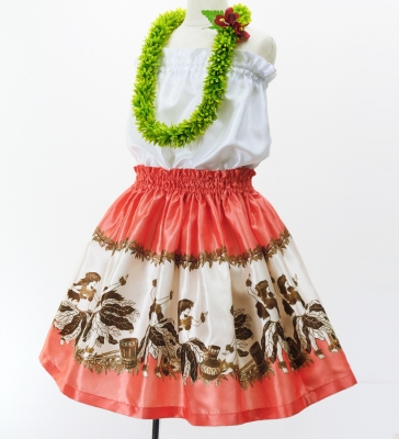 Hula Kids Shantung Pa'u Skirt with Hula Girl Print / Luxury Collection / Jp103or