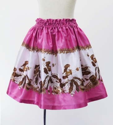 Hula Kids Shantung Pa'u Skirt with Hula Girl Print / Luxury Collection / Jp103pi