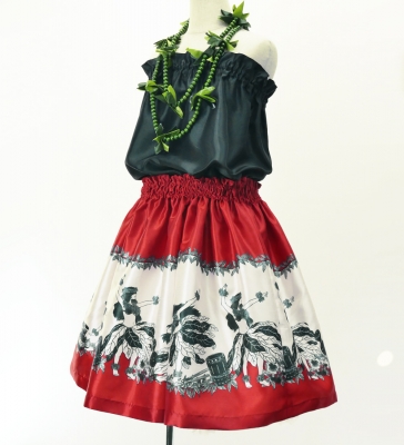 Hula Kids Shantung Pa'u Skirt with Hula Girl Print / Luxury Collection / Jp103rd