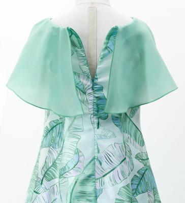 Hula Kids Cape Long Dress with Banana Leaf Print / Luxury Collection / Blue / Jp104bl