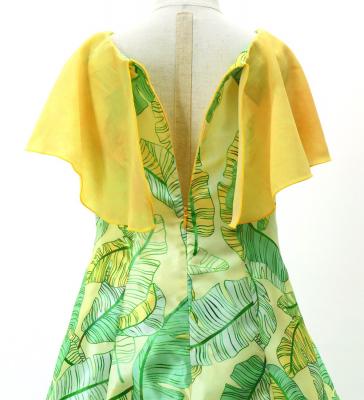 Hula Kids Cape Long Dress with Banana Leaf Print / Luxury Collection / CR & GR / Jp104crgr