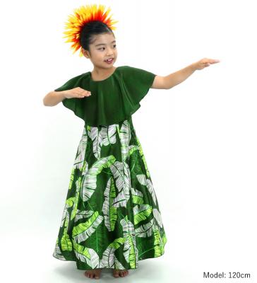 Hula Kids Cape Long Dress with Banana Leaf Print / Luxury Collection / Green / Jp104gr