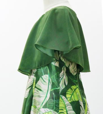 Hula Kids Cape Long Dress with Banana Leaf Print / Luxury Collection / Green / Jp104gr