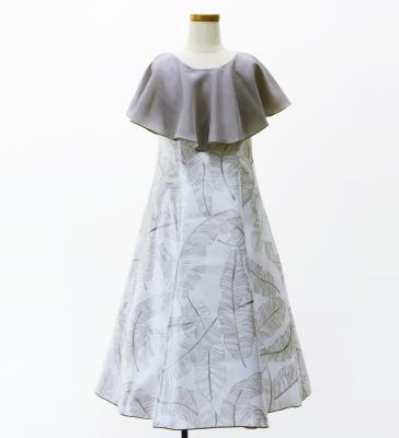 Hula Kids Cape Long Dress with Banana Leaf Print / Luxury Collection / Gray / Jp104gy