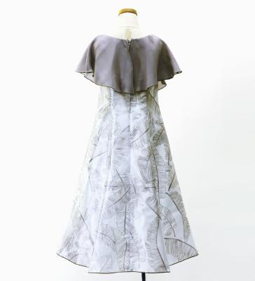 Hula Kids Cape Long Dress with Banana Leaf Print / Luxury Collection / Gray / Jp104gy