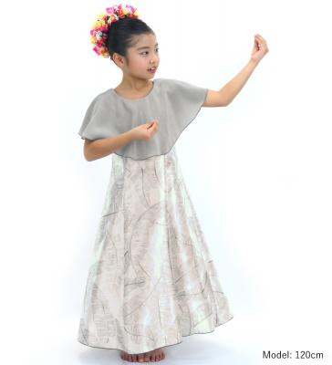Hula Kids Cape Long Dress with Banana Leaf Print / Luxury Collection / Gray / Jp104gy