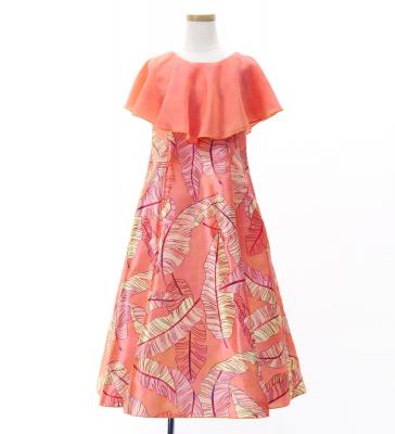 Hula Kids Cape Long Dress with Banana Leaf Print / Luxury Collection / Orange / Jp104or