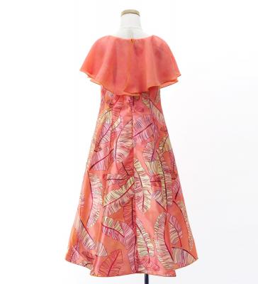 Hula Kids Cape Long Dress with Banana Leaf Print / Luxury Collection / Orange / Jp104or