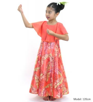 Hula Kids Cape Long Dress with Banana Leaf Print / Luxury Collection / Orange / Jp104or