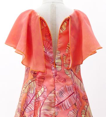 Hula Kids Cape Long Dress with Banana Leaf Print / Luxury Collection / Orange / Jp104or
