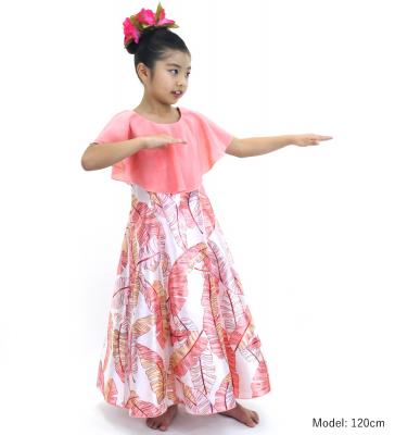 Hula Kids Cape Long Dress with Banana Leaf Print / Luxury Collection / Pink / Jp104pi