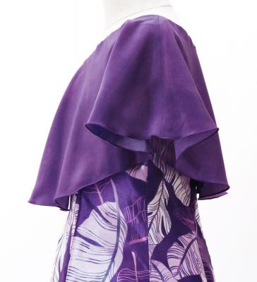 Hula Kids Cape Long Dress with Banana Leaf Print / Luxury Collection / Purple / Jp104pu