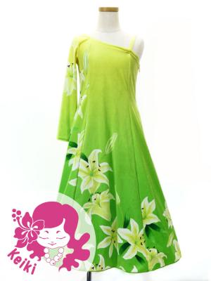Hula Kids One Shoulder Long sleeve Dress with Lily / Luxury Collection / CRM & LGR / Jp105crlgr