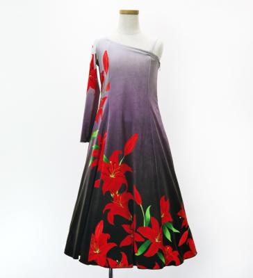Hula Kids One Shoulder Long sleeve Dress with Lily / Luxury Collection / GRY & BLK / Jp105gybk