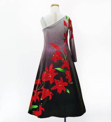 Hula Kids One Shoulder Long sleeve Dress with Lily / Luxury Collection / GRY & BLK / Jp105gybk