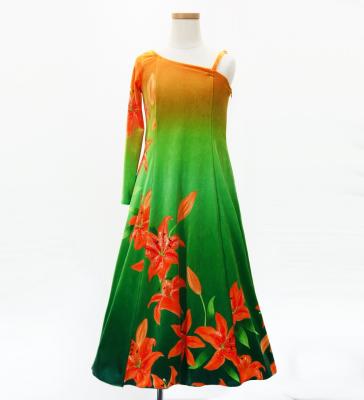 Hula Kids One Shoulder Long sleeve Dress with Lily / Luxury Collection / OR & GR / Jp105orgr