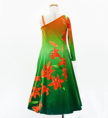 Hula Kids One Shoulder Long sleeve Dress with Lily / Luxury Collection / OR & GR / Jp105orgr
