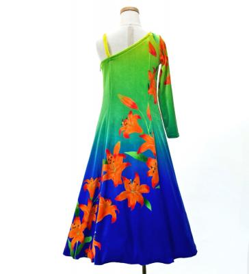 Hula Kids One Shoulder Long sleeve Dress with Lily / Luxury Collection / YEL & BL / Jp105yebl