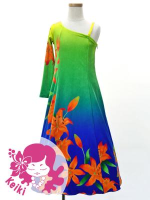 Hula Kids One Shoulder Long sleeve Dress with Lily / Luxury Collection / YEL & BL / Jp105yebl
