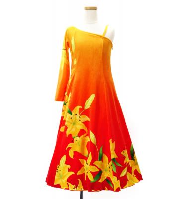 Hula Kids One Shoulder Long sleeve Dress with Lily / Luxury Collection / YEL & RD / Jp105crlgr