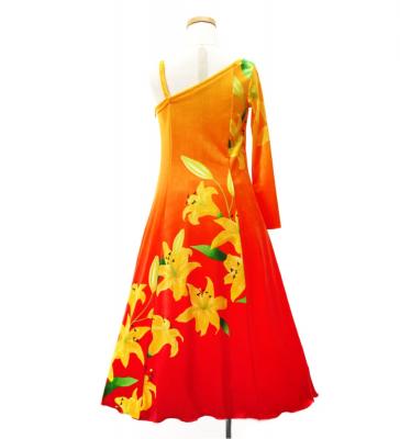 Hula Kids One Shoulder Long sleeve Dress with Lily / Luxury Collection / YEL & RD / Jp105crlgr