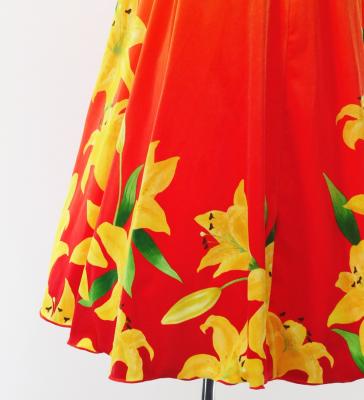 Hula Kids One Shoulder Long sleeve Dress with Lily / Luxury Collection / YEL & RD / Jp105crlgr