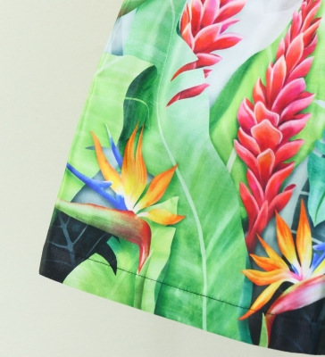 Hula Kids Shantung Pa'u Skirt with Red Ginger & Strelitzia Print / Luxury Collection / Jp107-1