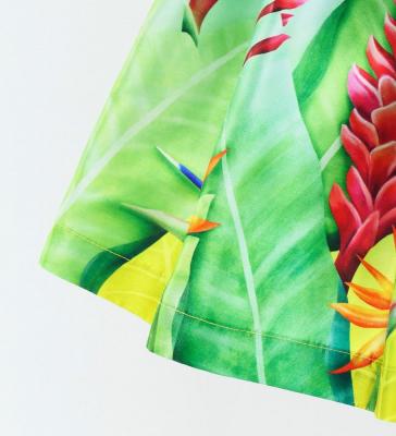 Hula Kids Shantung Pa'u Skirt with Red Ginger & Strelitzia Print / Luxury Collection / Jp107-2