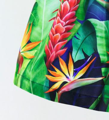 Hula Kids Shantung Pa'u Skirt with Red Ginger & Strelitzia Print / Luxury Collection / Jp107-4