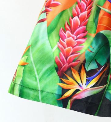 Hula Kids Shantung Pa'u Skirt with Red Ginger & Strelitzia Print / Luxury Collection / Jp107-6