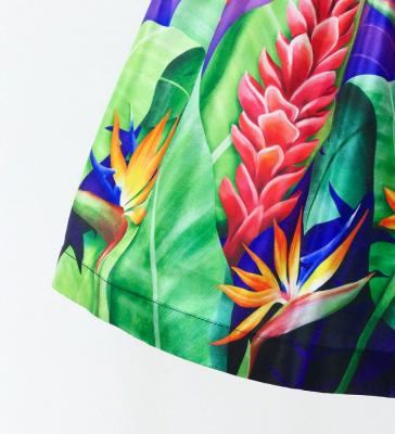 Hula Kids Shantung Pa'u Skirt with Red Ginger & Strelitzia Print / Luxury Collection / Jp107-7