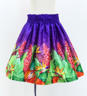 Hula Kids Shantung Pa'u Skirt with Red Ginger & Strelitzia Print / Luxury Collection / Jp107-8