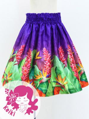 Hula Kids Shantung Pa'u Skirt with Red Ginger & Strelitzia Print / Luxury Collection / Jp107-8