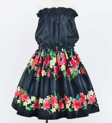 Hula Set up Keiki with Hibiscus Print / Luxury Collection / Black / Jp110bk