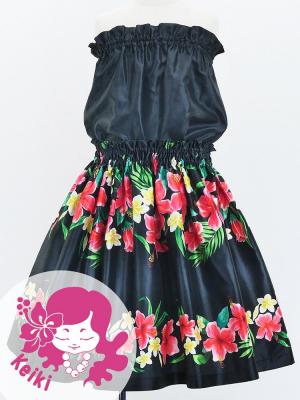 Hula Set up Keiki with Hibiscus Print / Luxury Collection / Black / Jp110bk