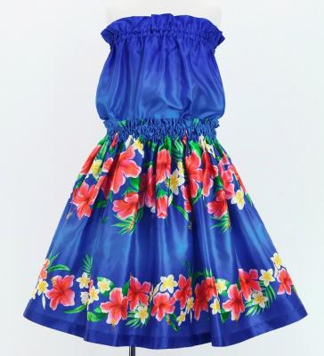 Hula Set up Keiki with Hibiscus Print / Luxury Collection / Blue / Jp110bl