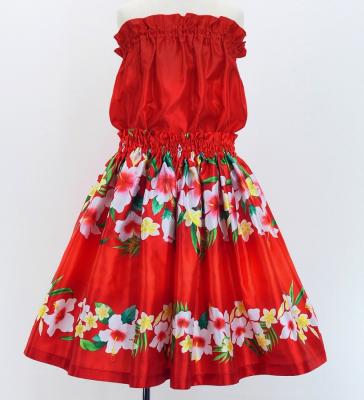 Hula Set up Keiki with Hibiscus Print / Luxury Collection / Red / Jp110rd